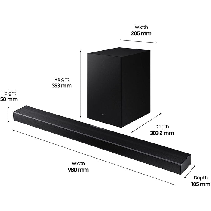 Samsung HW-Q600A Bluetooth Cinematic Sound Bar with Dolby Atmos, DTS:X & Wireless Subwoofer, HW-Q600A/OB, 8806092089747 -Techedge
